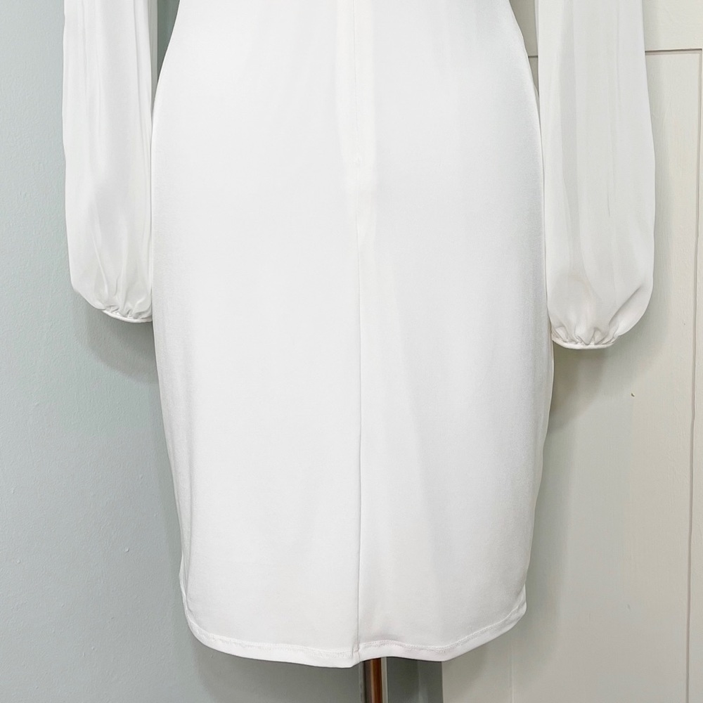 Ivanka Trump White Sheath Dress with Sheer Long Sleeves 4 Small - Picture 8 of 12